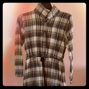 A black and white flannel dress